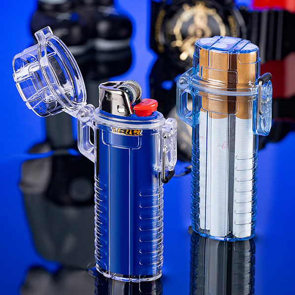 IC Multifunktionelt transparent vandtæt etui Vandtæt lighter Blå