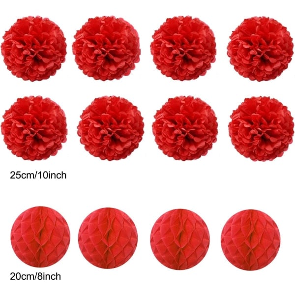 IC Pappersblommor, Pappersfläktar och Honeycomb-bollar Rot
