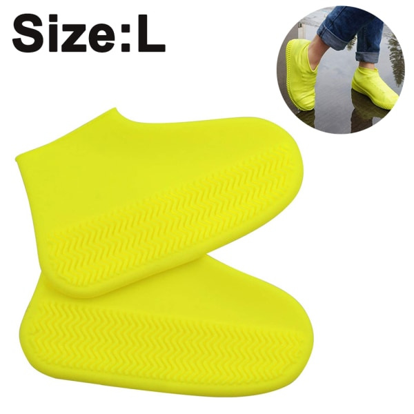 IC Vanntett skocover, gjenbrukbar silikoncover for menn og kvinner, L, gul