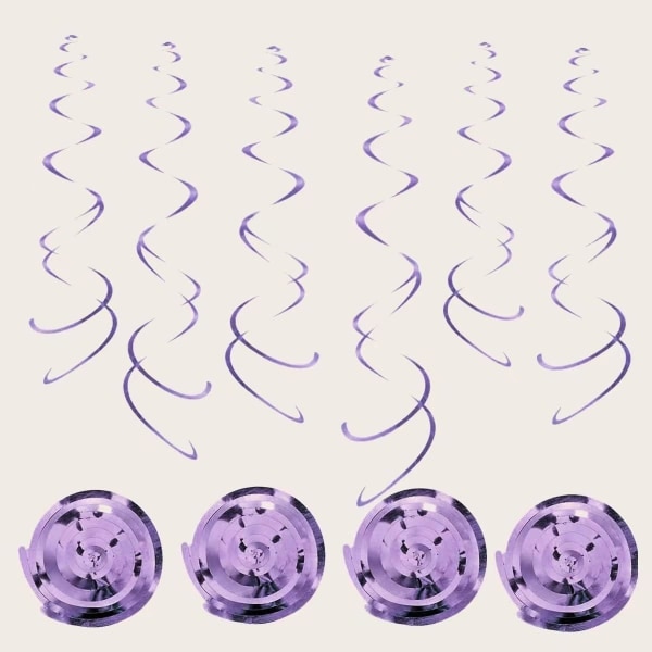 IC 60 kpl riippuvaa pyörremyrskyä Party Streamer Folie Spiral Pyörremyrsky Koristeet kattoon syntymäpäivä valmistuminen 26\" (violetti)