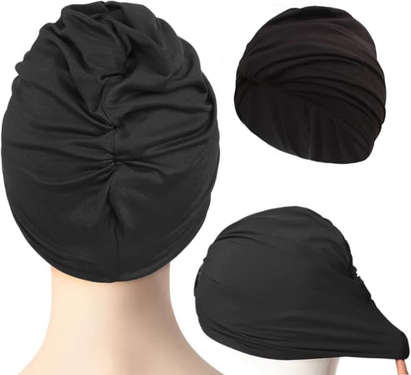 Plierade badmössa för kvinnor, badmössa för långt hår, badmössa, superelastisk turbanmössa
