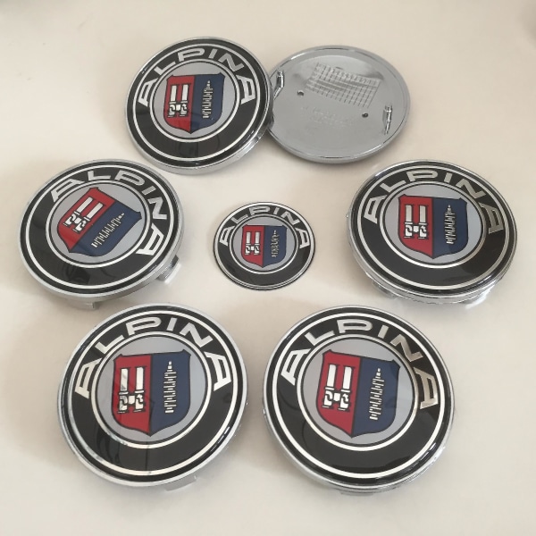 7 kpl 3d Alpina Logo Auton Etu Maski Embleemi 82mm+takamerkki 74mm+pyörän Napan Kansi 68mm+ohjauspyörän Tarra 45mm Kissa Muotoilu