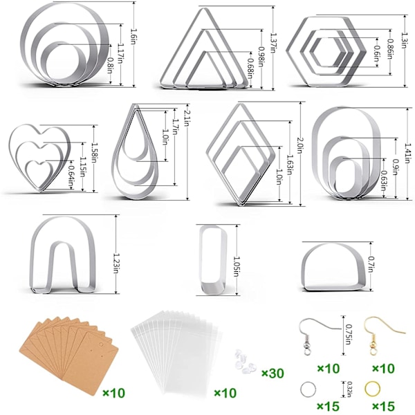 DIY leire øredobber smykker øredobber laging farget leire tilbehør med oppbevaringspose og bakside i papp 27-piece set A