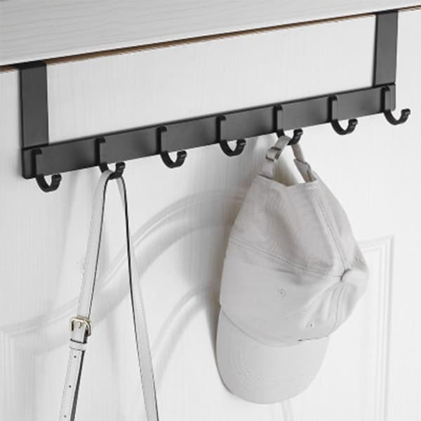 IC Dørkrok, Robust Oppbevaring for Kåpe, Håndkle - 7 Kroker, Svart