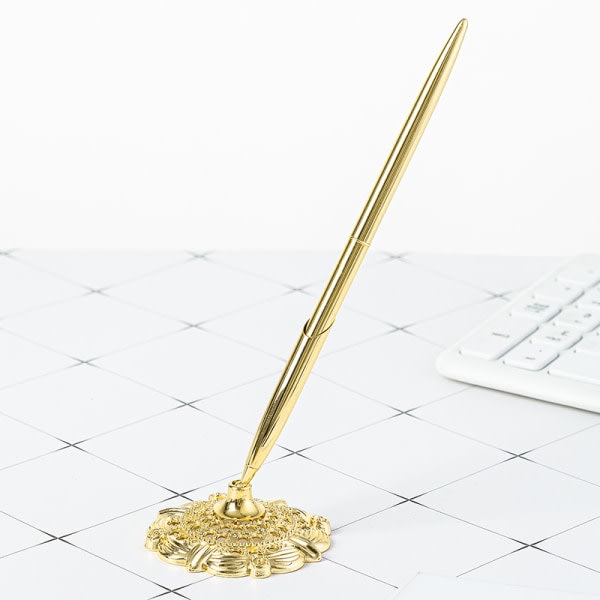 IC Delicated Desk Gel Pens Metall Kulspetspenna 1,0 mm Bullet Refill Guld
