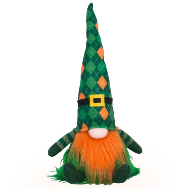 St.Patrick's Day Gnomes Plysch, grønn hatt Ansiktslösa äldre irländare A
