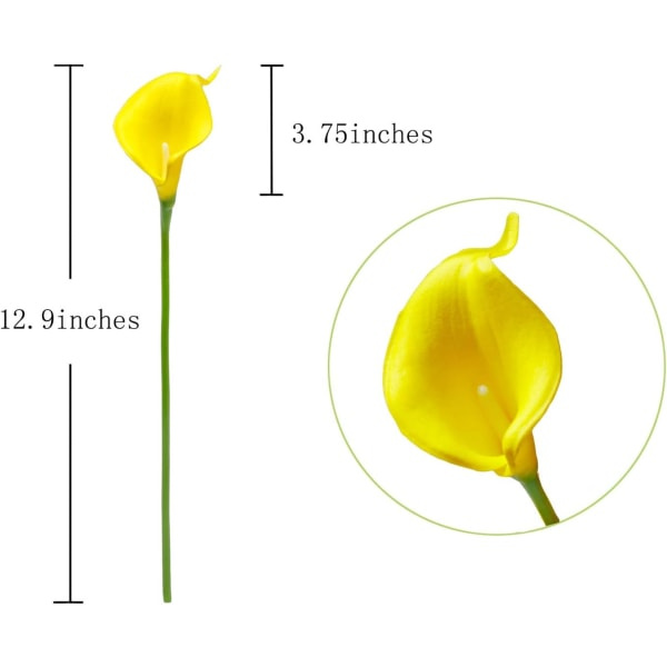 IG 10ST Sidenhortensiahuvuden med stjälkar konstgjorda blommor för Gul
