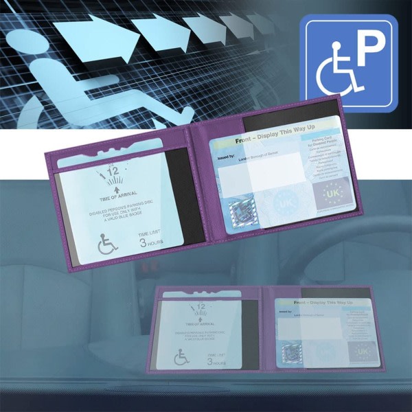 IC Lila-handikappad ID-kortholdere og timer, Pu Läder ID-kort Hol