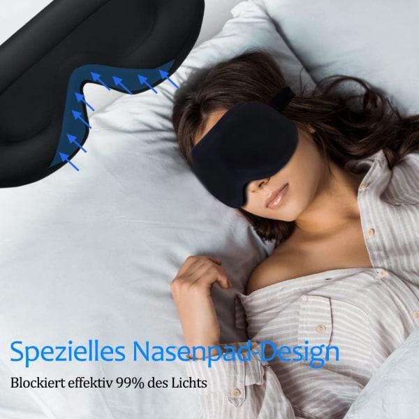 IC Sömnögonmask för kvinnor män- Silk Soft Foam Bekväm sovmask, cover Ögonbindning på natten Block Out Black