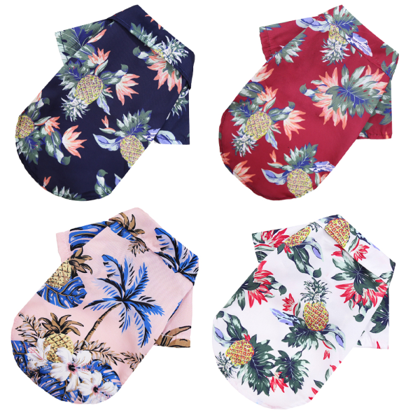 IG 4 delar Pet Summer T-Shirts Hawaii stil blommig hundskjorta