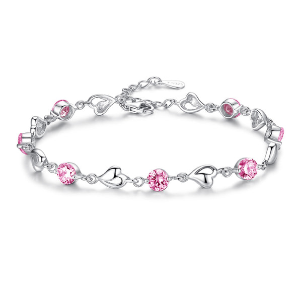 IC 925 Sterling Silver Armband Smycken Jubileum Födelsedag, rosa