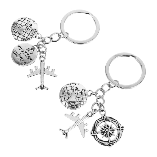 2 stk Sinklegering Kreative Nøkkelringer Henge Graduation Compass World Map Nøkkelringer IC