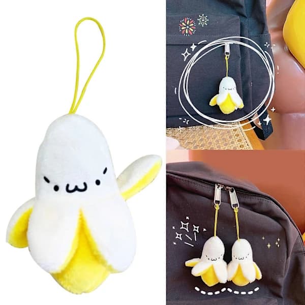 Funny Banana Plush Keychain Fruit Pendant Keyring Soft Fruit Toy for Backpacks and Keychains Bag Accessories