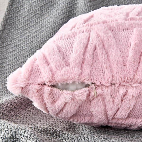 IC Boho pudebetræk 18x18 sæt af 4 til sofa, blødt, kort uld dekorative pudebetræk til stueindretning, rosa