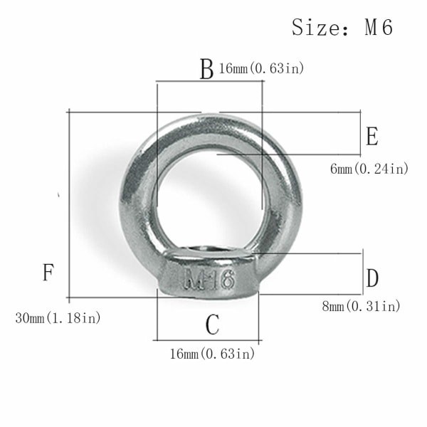 IC 12 kpl Ringlyftögonmuttereita ripustettava mutterkiinnitys 304