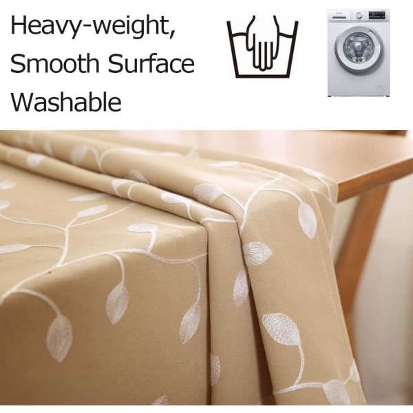 IC Borddukar Rektangel Grå Bomull 55x86'', Bladbroderade Dammsäkra Duksar för Köksmatbord (53Wx86L, Beige)