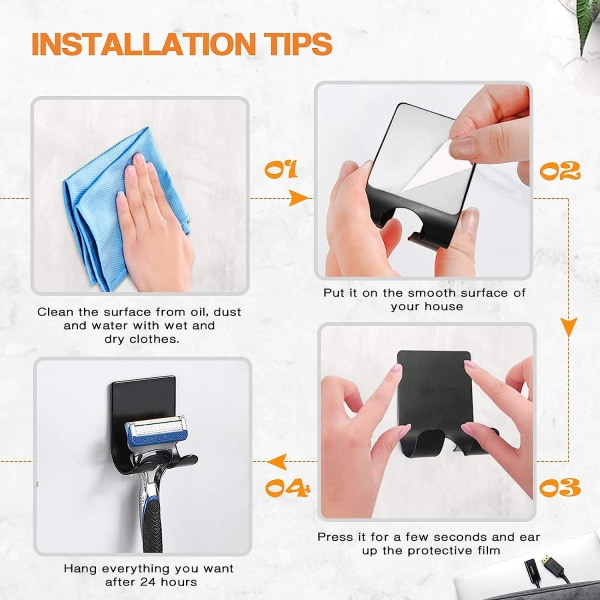 IC Rakholder Razor Holder (4 stk) Selvklæbende Krog