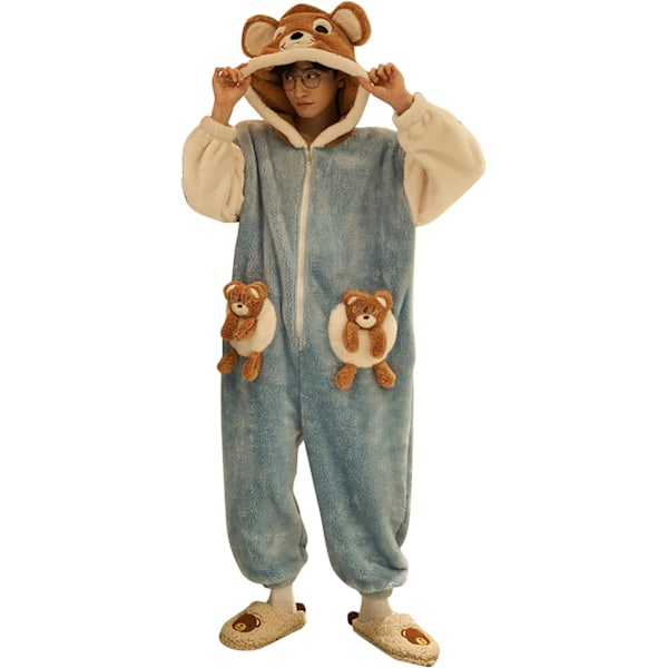 Onesies for kvinner og menn, pyjamas, cardigans, dyr, jumpsuits, hettegensere, 3D hettegensere, Halloween-kostymer, jul, cosplay og fest Women - Bear L