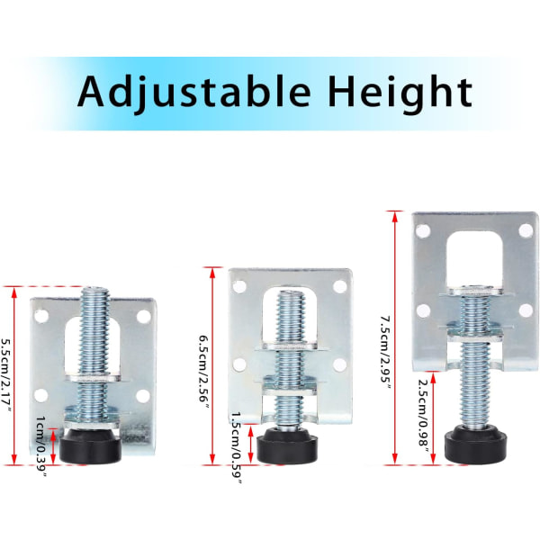 IC 4-pack Tunga Justerbara Möbelfötter L-formade Möbelben, Möbelfästen i Metall, 2,2\"