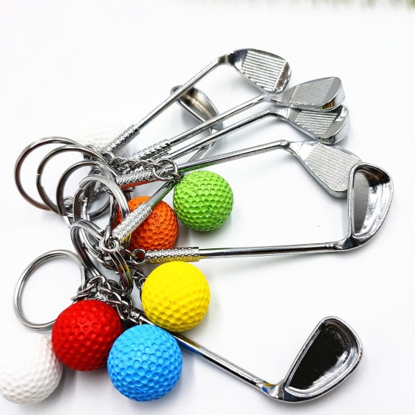 Jx Golf Club Ball Nyckelring Hänge Dekoration Golf Nyckelring Hantverk Present Souvenir (6st, Flerfärgad) IC