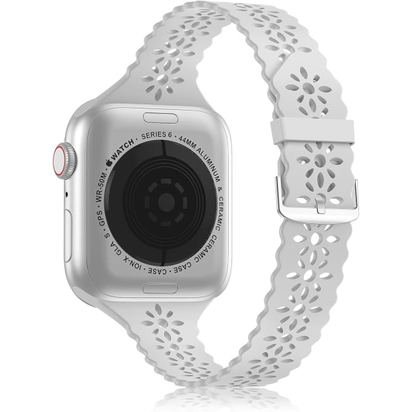 IC Silikonband i spets Compatibel med Apple Watch ranneke 38 mm 40 mm 42 mm 44 mm kvinnor-( 8# ljusgrå + 38-40-41 mm)