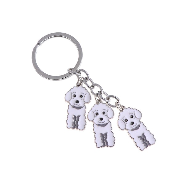 Pudel Form Bilnyckelring Metall Hund Form Bilnyckelring Dekorationer Hängande hänge (pudelsvart) Vit IC