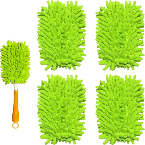 Populær chenille støvmopp klut vaskbar og gjenbrukbar White yellow 19*13cm