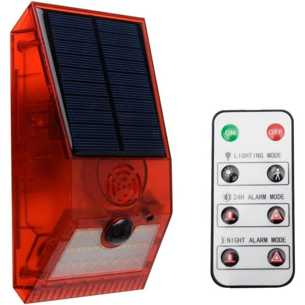 IC Solcellelys med bevægelsessensor strobe og fjernbetjening, solenergi, vandtæt, trådløs, med 6 smarte tilstande.
