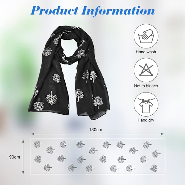 Naisten huivi, huivi, lämmin talvihuivi, suuri puuvillahuivi, elegantti huivi tuoli, 90 x 180 cm black