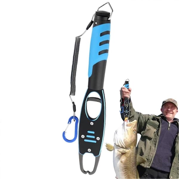 Fish Gripper with Scale, Lockable Fish Gripper, High-Performance Fish Holder and Hook Remover in Blue