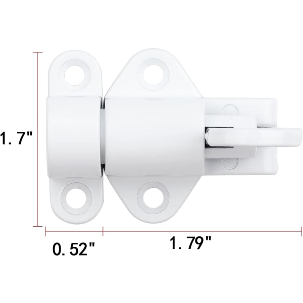 IC 4-pack självlåsande spärrar, Vita fjäderdörrlås, Fjädrande bultspärr Aluminiumlegering Säkerhet Automatisk fjädercylinderskjutdörr
