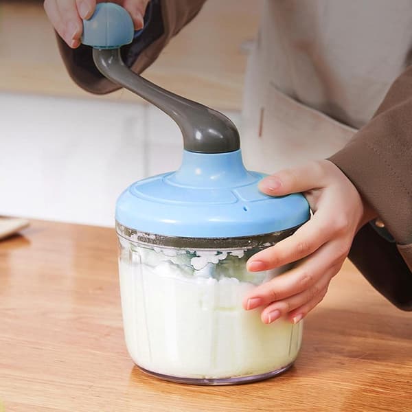Manuell Eggevisp, Roterende Visp Med Sklisikker Base, Avtakbart Håndtak, For Hjemmebaking, Krem, Egg Og Sauser, Blå, 1000 ml