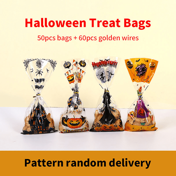 50 st Halloween-godispåsar Pumpa Häxa Mönstrad S