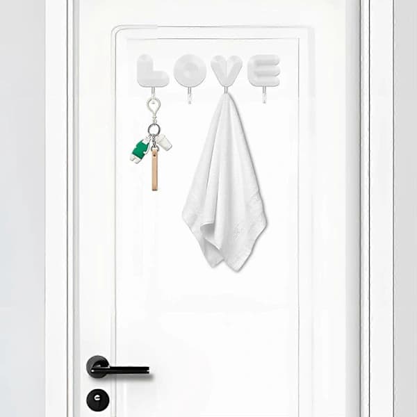 Decorative Wall Hooks | Love Letter Hook | Cute Wall Mounted Hooks | 4 Decorative Towel Hooks (FMY)