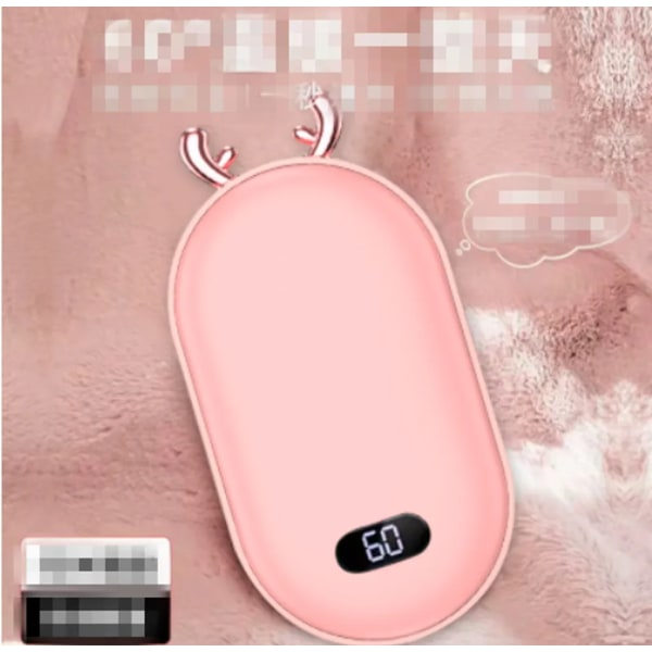 60° rosa håndvarmer, genopladelig USB elektrisk håndvarmer med Power Bank 5200mAh lommevarmer