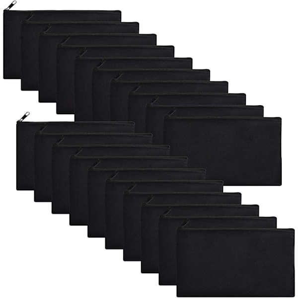 20 st canvasmålningspåsar resetoalettväska dragkedja kosmetiska väskor brudtärner present kosmetisk väska tygpennfodral canvas sminkväska liten Black chain 20