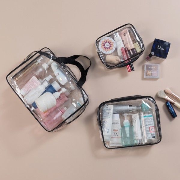 IC 3-pack genomskinliga toalettartiklar Kosmetikväska Transparent