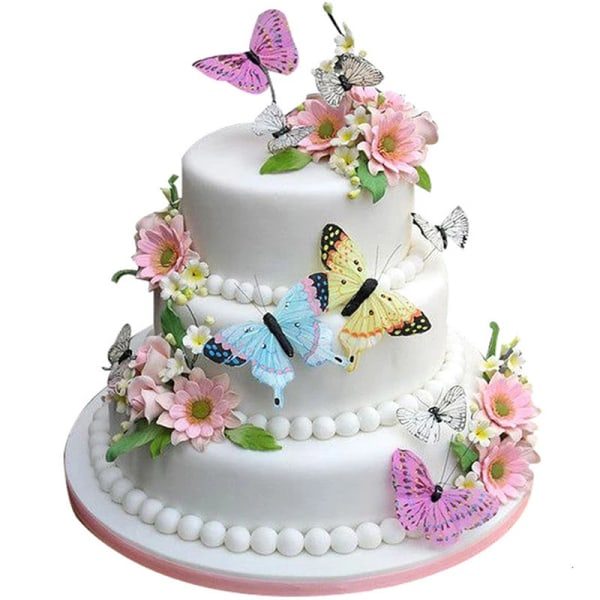 IC Blandede Spiselige Blomster Butterfly Wafer Rispapir Kage Toppers De Multicolor C