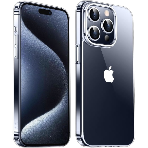 IC-fodral för Apple iPhone 15 Pro (2023), kameraskydd stötsäker TPU mjukt silikonskal för iPhone 15 Pro Max (genomskinligt)