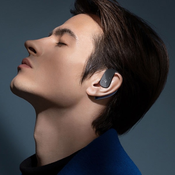Åpne øretelefoner - trådløse hørelurer med mikrofon for iPhone og svart