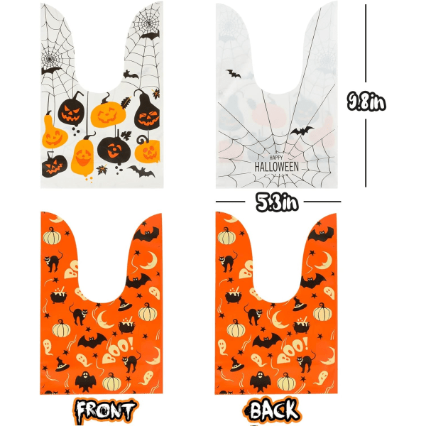 IC 100 ST Halloween-karkkipussit Karkkipussit, Lasten temppu-tai-herkku-pussit Goodiebags, Söpöjä kanin korvia Pieniä Halloween-keksejä muovilahjapussissa Halloweenille