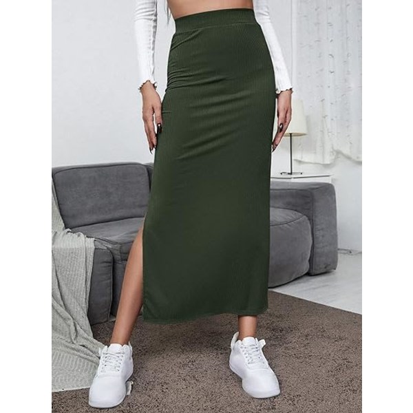 IC Dam Elastisen Vyötärön Jakava Reisiribbineule Pitkä Maxi Bodycon Lyijykynähame