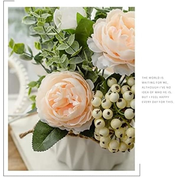 IC Kunstige blomster med keramisk vase - Kunstig rose - Blomst