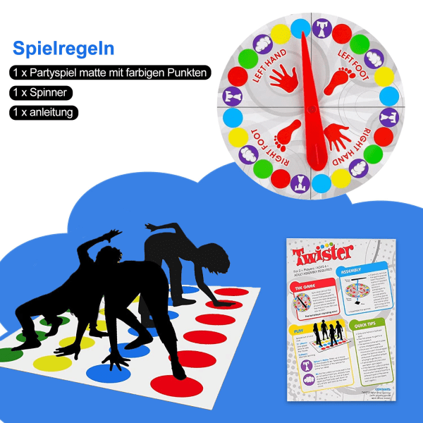 Twister-spil - Gulvspil med legemåtter