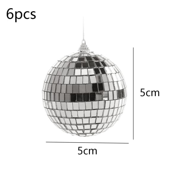 IC Silver Disco Heijastavat Peili Joulupalloja Helppo Ripustaa 5cm-6kpl