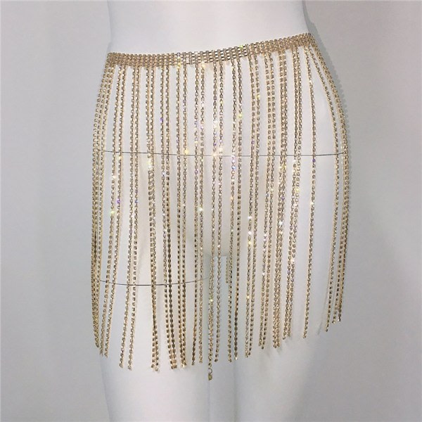 IC Kæde Bælte Party Tassel Rhinestone Body Chain Sølv*Bryst Halskæde