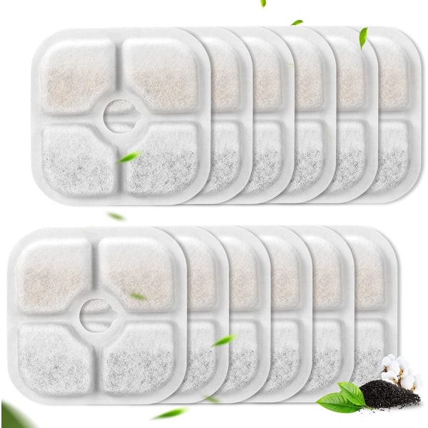 IC 12-pack ersättningsfilter för vattenfontäner Filter med kolaktivt