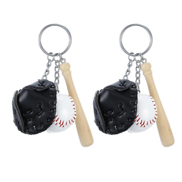 2 kpl Avaimenperä Simuloitu Baseball-mailan Ripustus Koristeellinen Avaimenperä Laukku (Khaki) Musta IC