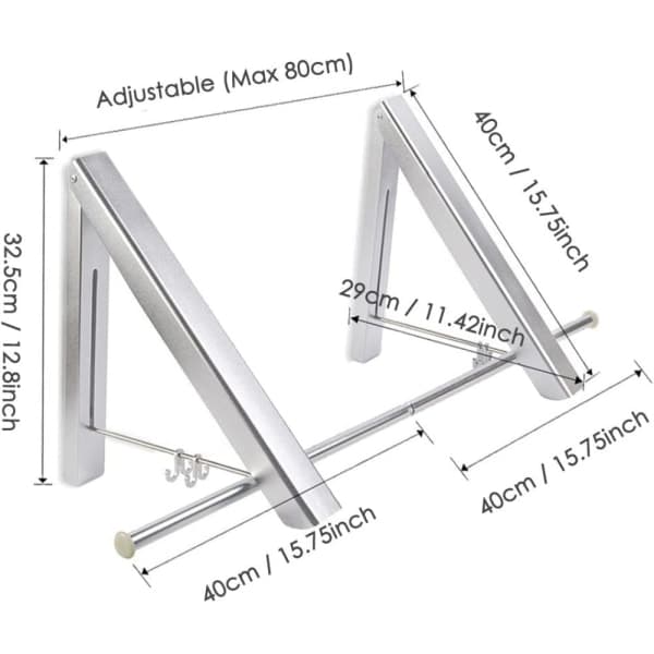 IC Vikbar väggklädhängare 2-pack platsbesparande klädkrokar i aluminium Silver