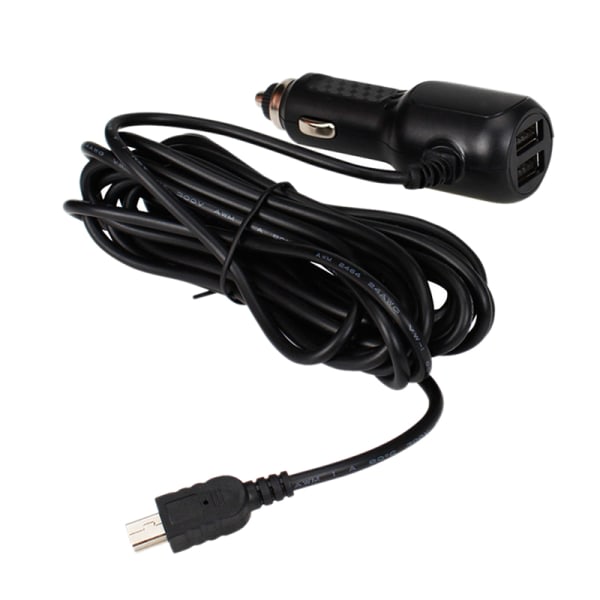 IC 3,5 meter 5V 3,5A dobbel USB-billader med 2 USB-porter for bil D Svart